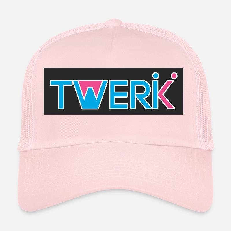Logo TWERK avec W rempli de Rose Casquette trucker 