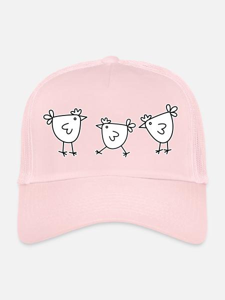 3 poules poules bovins à plumes - Casquette trucker  - rose pâle - Devant