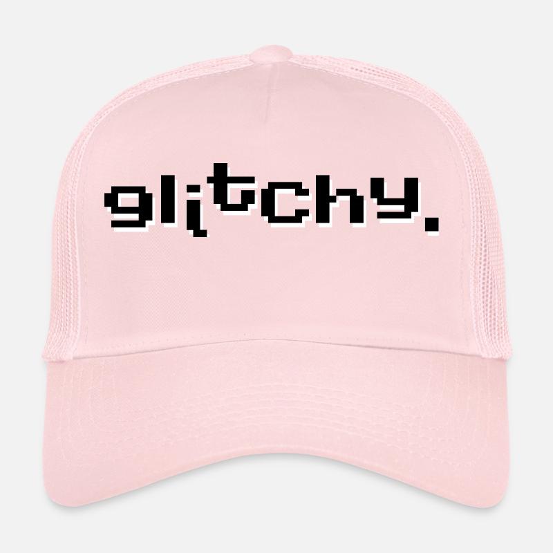 Glitchy Schwarz - Trucker Cap - Hellrosa