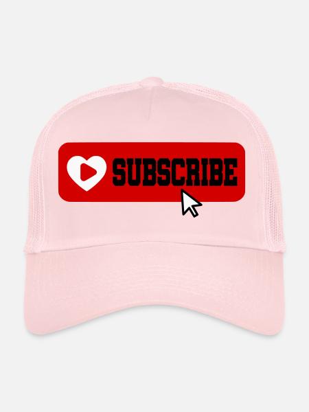 Fabulous YouTube Channel Subscribe Button Icon - Trucker Cap - pale pink - Front