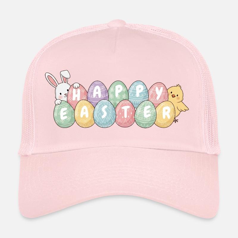Petit lapin de Pâques mignon avec des œufs - Casquette trucker  - rose pâle