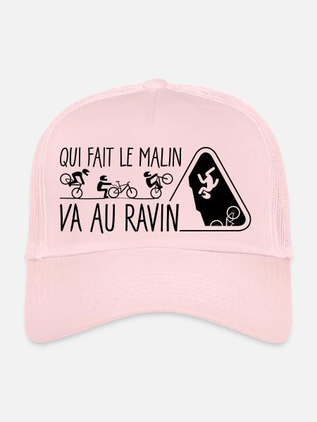 Qui fait le malin, va au ravin - Casquette trucker  - rose pâle - Devant