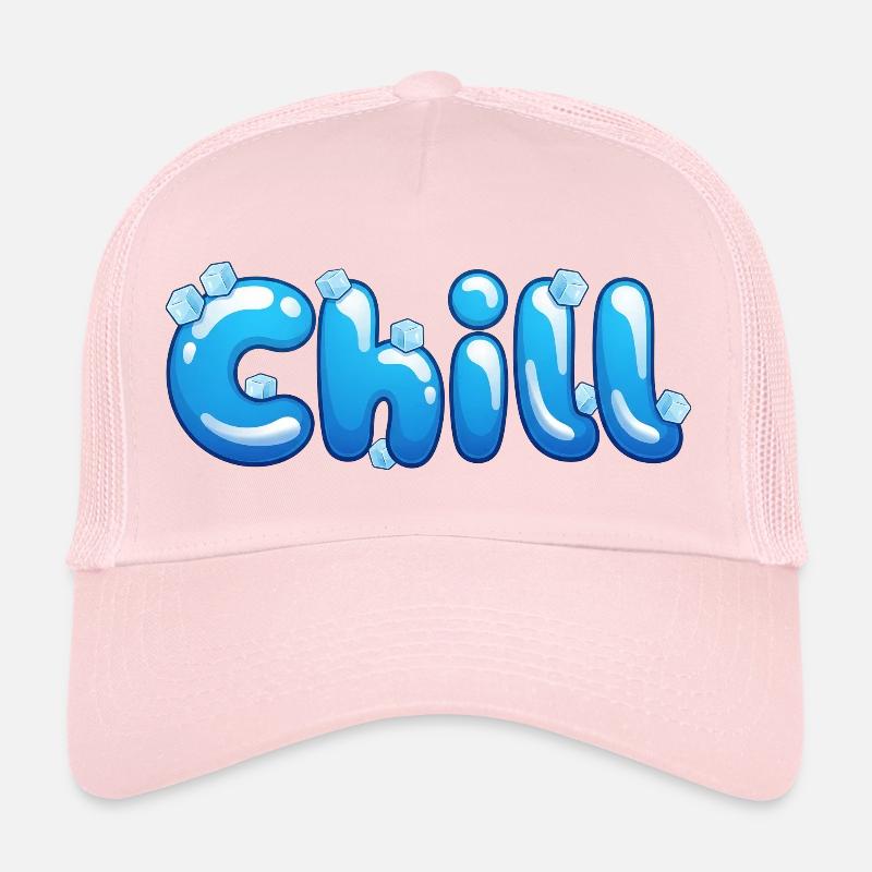 Chill – Fun Bubble Font Cool Summer Vibes T-Shirt - Trucker Cap - pale pink