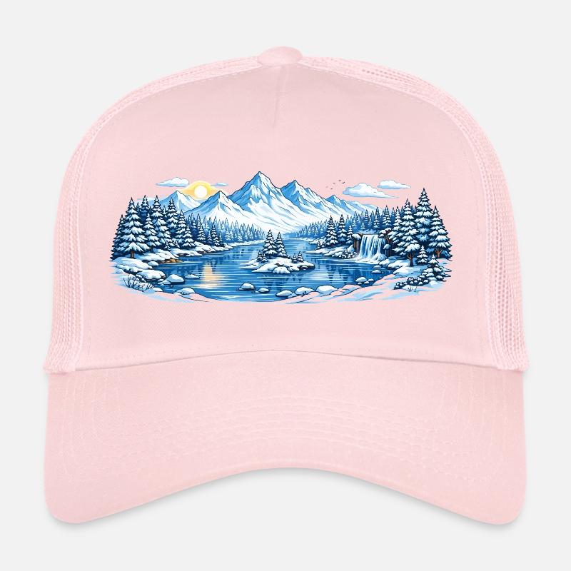 Winter mountain landscape by the lake Trucker Cap