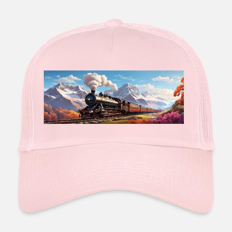 Nostalgischer Eisenbahnzug mit Dampflokomotive Trucker Cap