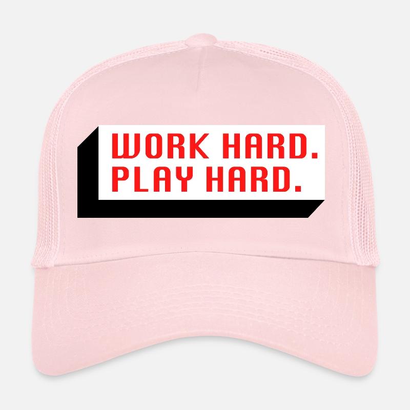 Work Hard. Play Hard. (Red) Trucker Cap