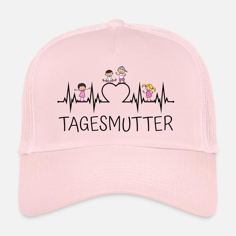 Tagesmutter Herzschlag mit Herz und Kindern - Trucker Cap - Hellrosa