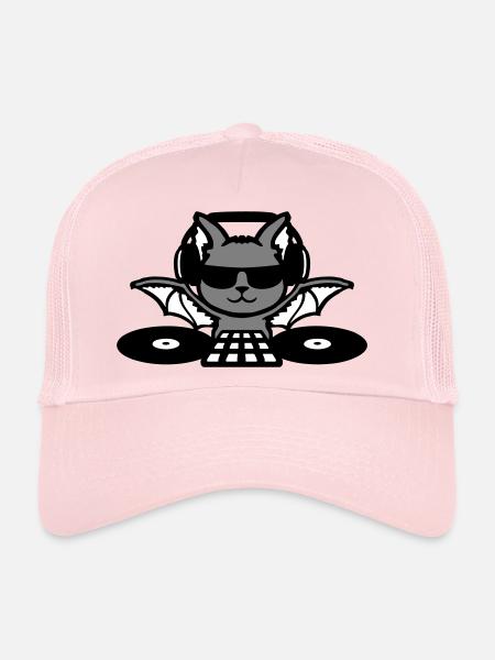 DJ Bat Casque Mixeur Fête d’Halloween - Casquette trucker  - rose pâle - Devant