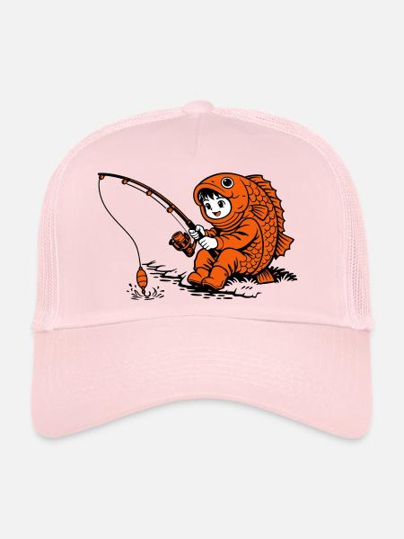 Boy in fish costume fishing - Trucker Cap - pale pink - Front