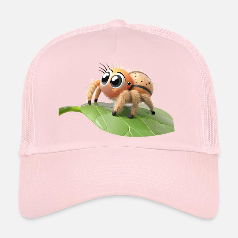 Curious little philippus spider on a leaf - Trucker Cap - pale pink