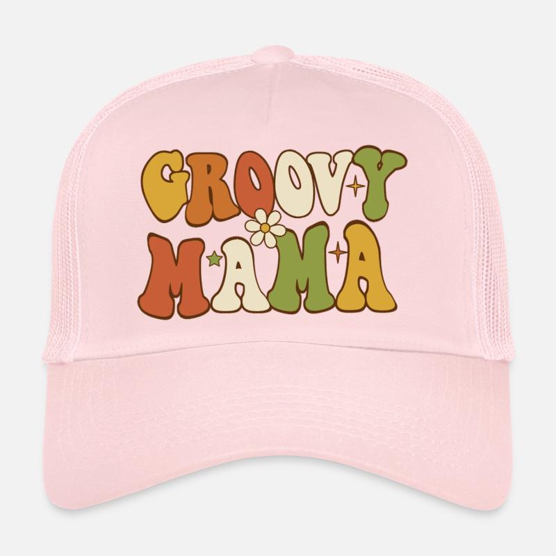 Groovy Mama Retro Blumentypografie Trucker Cap
