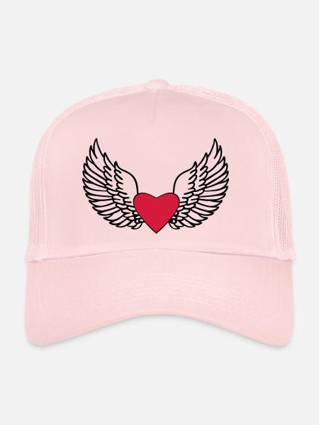 Heart and Wings - Trucker Cap - pale pink - Front
