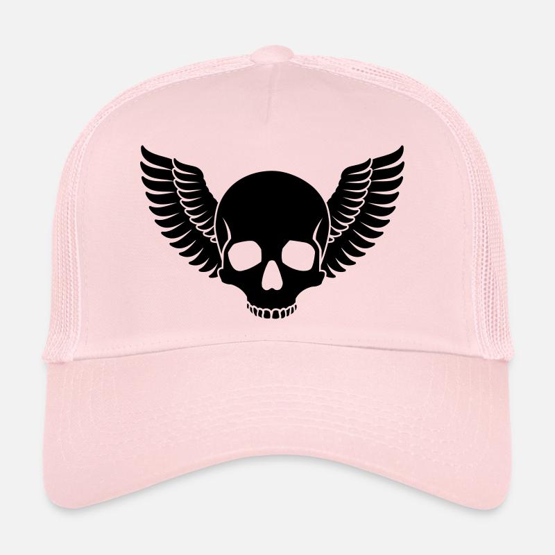 Crâne Ailes - Casquette trucker  - rose pâle