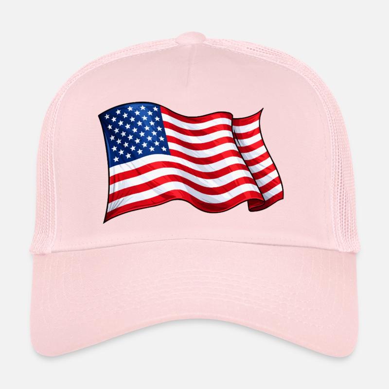 Motif de vague du drapeau américain Casquette trucker 