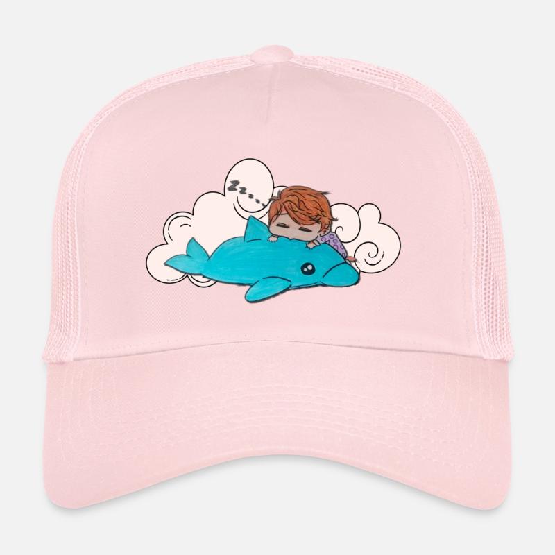 Sleeping child on blue dolphin - Trucker Cap - pale pink