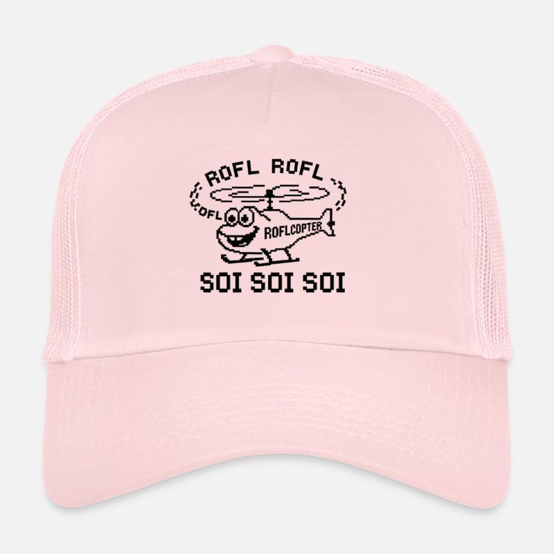 Mème Roflcopter - Casquette trucker  - rose pâle