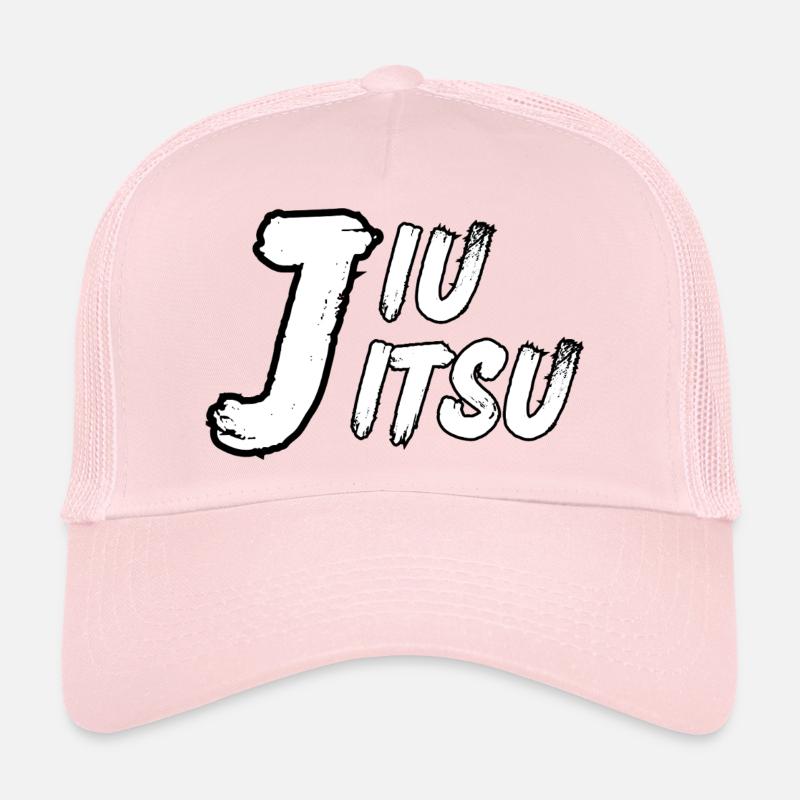 Jiu Jitsu – Minimalistisches Design Weiß Trucker Cap
