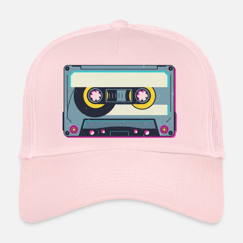 Cassette rétro - Casquette trucker  - rose pâle