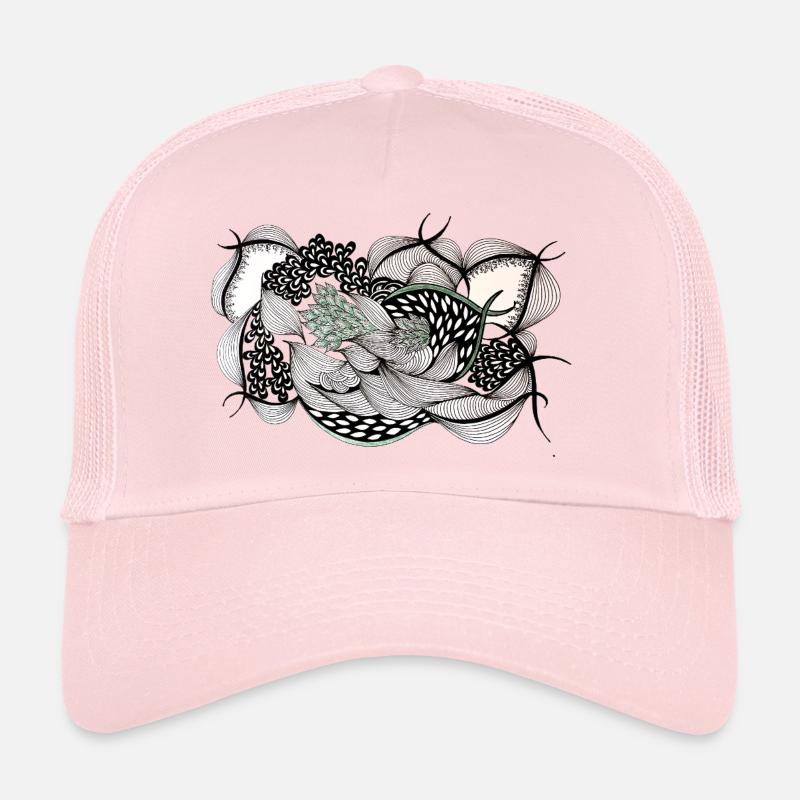 Black and white foliage with green accent Trucker Cap