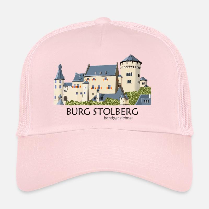 Stolberg Castle, Eifel, Middle Ages Hand Drawing Trucker Cap