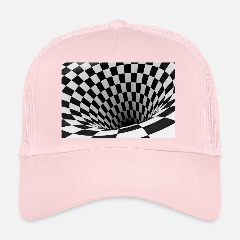 Black and white checkerboard vortex Trucker Cap