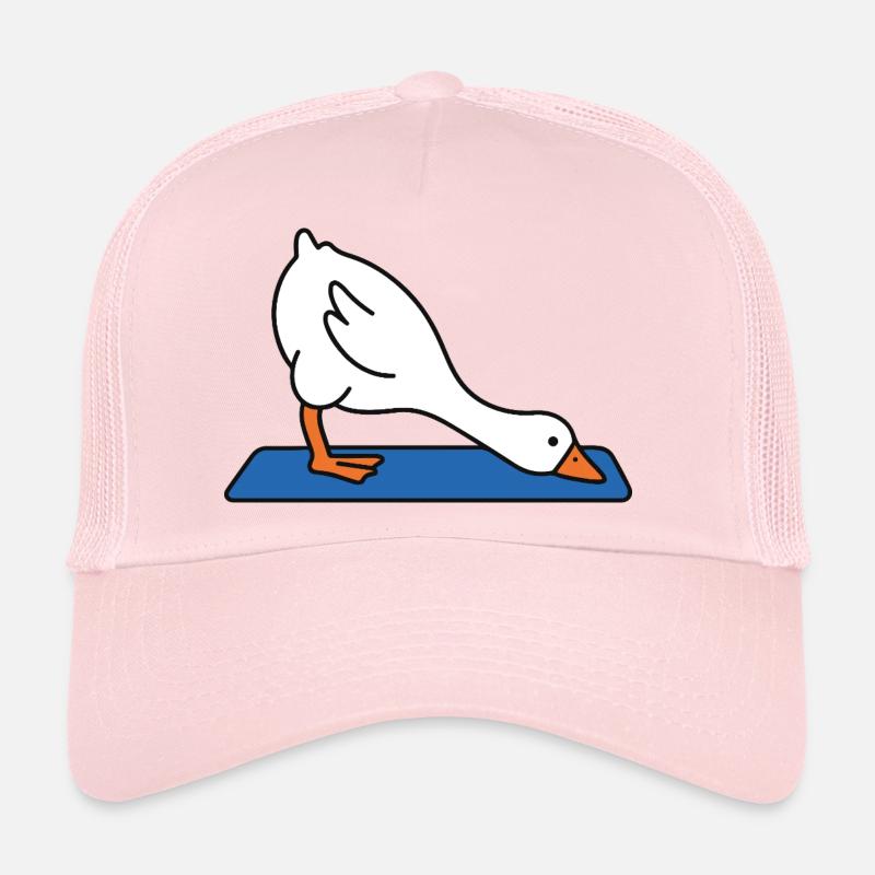 Duck in stretch mode on mat yoga - Trucker Cap - pale pink