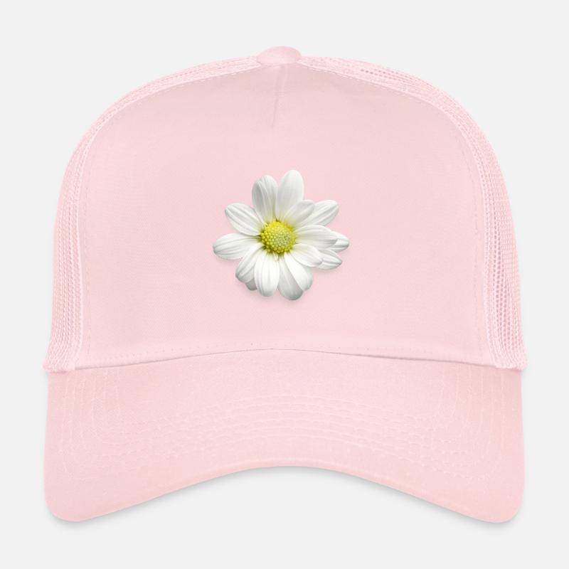 White Daisy Print - Gentle Flowers - Daisies Trucker Cap