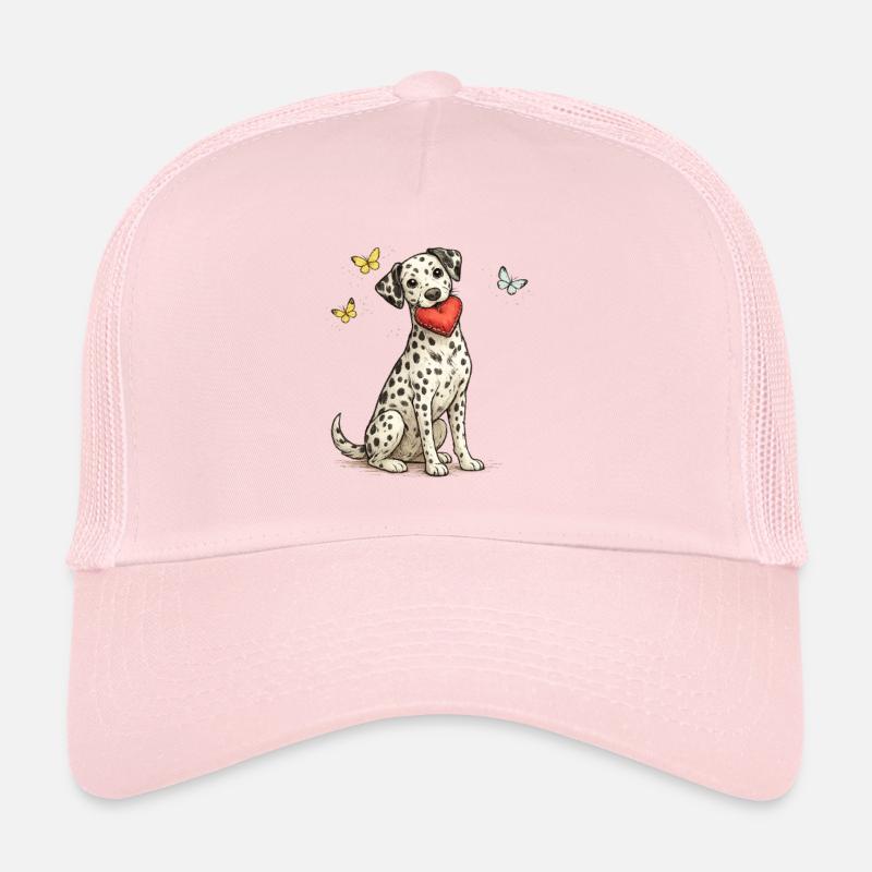Dalmatiner Welpe mit Herz und Schmetterlingen - Trucker Cap - Hellrosa