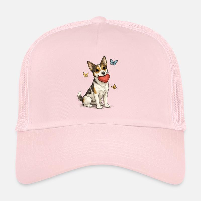 Corgi Pattes de Cœur avec Cœur et Papillons Casquette trucker 