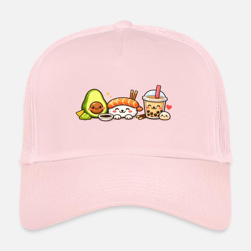 Kawaii Sushi Avocado Bubble Tea - Trucker Cap - pale pink