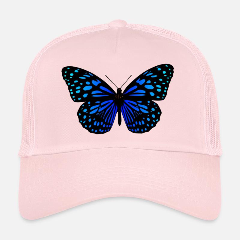 Schwarz blauer Schmetterling Geschenkidee - Trucker Cap - Hellrosa