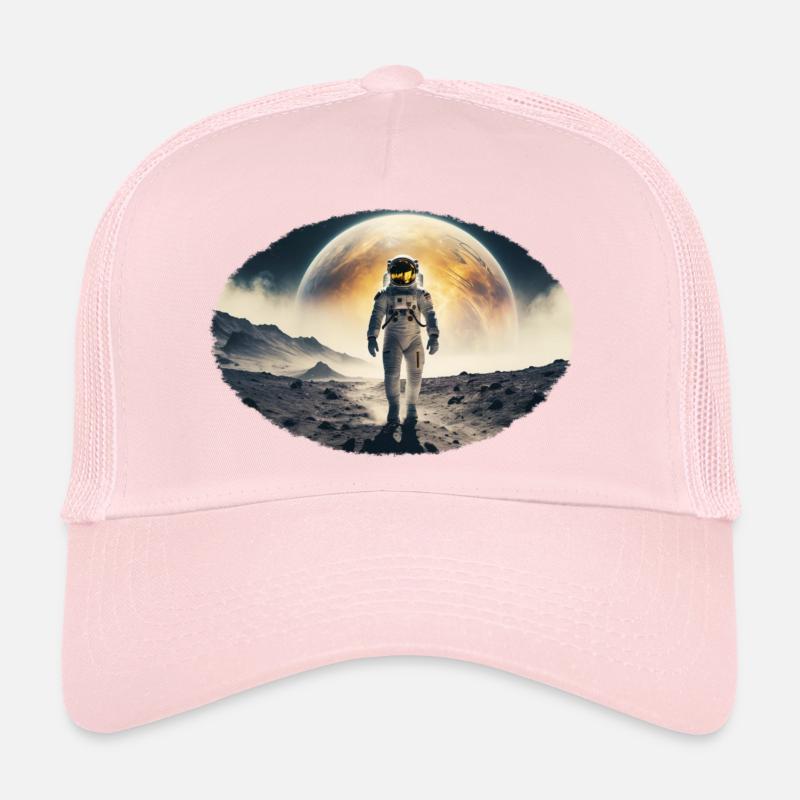 Astronaut on moonscape - Trucker Cap - pale pink