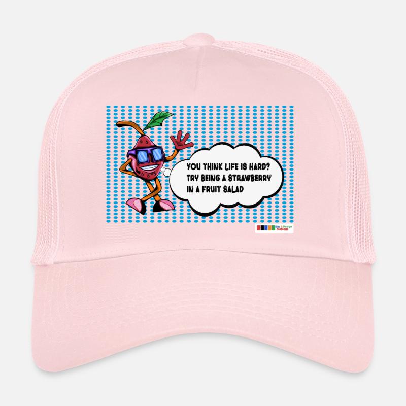 Strawberry joke on funny fruit salad - Trucker Cap - pale pink
