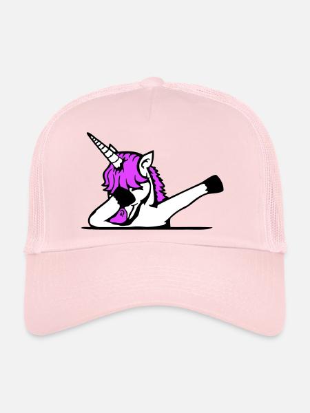 Unicorn Dabbing Dab Dance Party Pose Gesture Funny - Trucker Cap - pale pink - Front