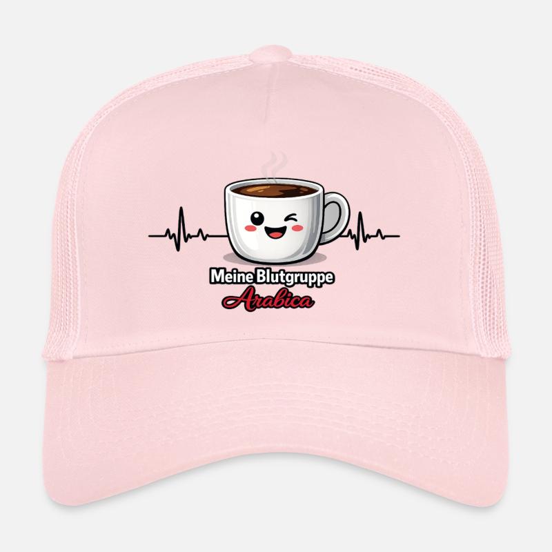 Meine Blutgruppe Arabica-Kaffeetrinker Spruch - Trucker Cap - Hellrosa