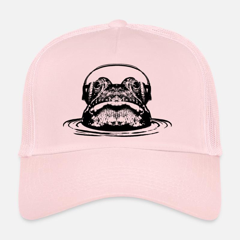 Frosch mit Kopfhörer / Kopf aus dem Wasser - Trucker Cap - Hellrosa