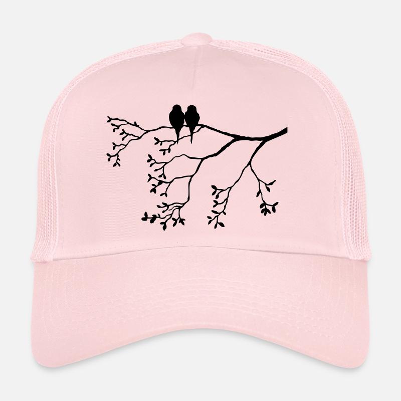 Vogelpaar sur la branche mince - Casquette trucker  - rose pâle