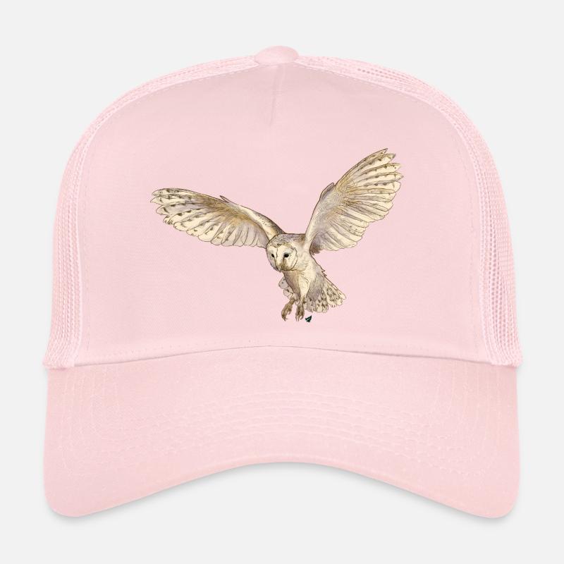 Beautiful barn owl in flight - Trucker Cap - pale pink