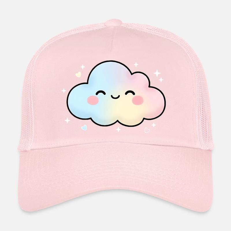 Cute Kawaii Cloud Pastel Cartoon Design Trucker Cap