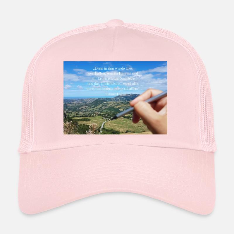 Himmlisches Schöpfungszitat Landschaft - Trucker Cap - Hellrosa
