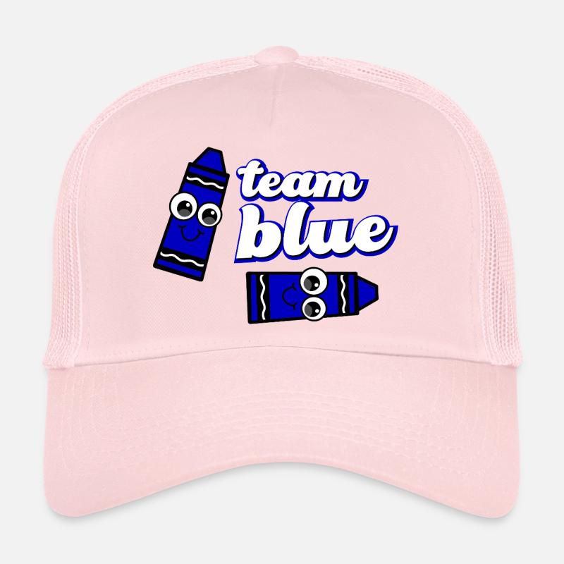 Funny Crayon Blue Team Trucker Cap