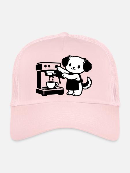 Le chien barista est super mignon - Casquette trucker  - rose pâle - Devant