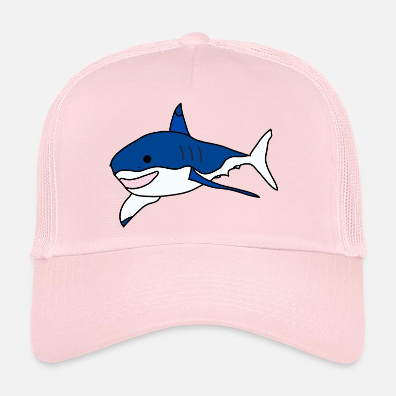 Great White Shark Cartoon Trucker Cap