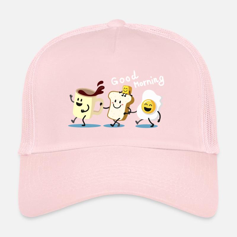 Good morning, breakfast coffee toast & fried - Trucker Cap - pale pink