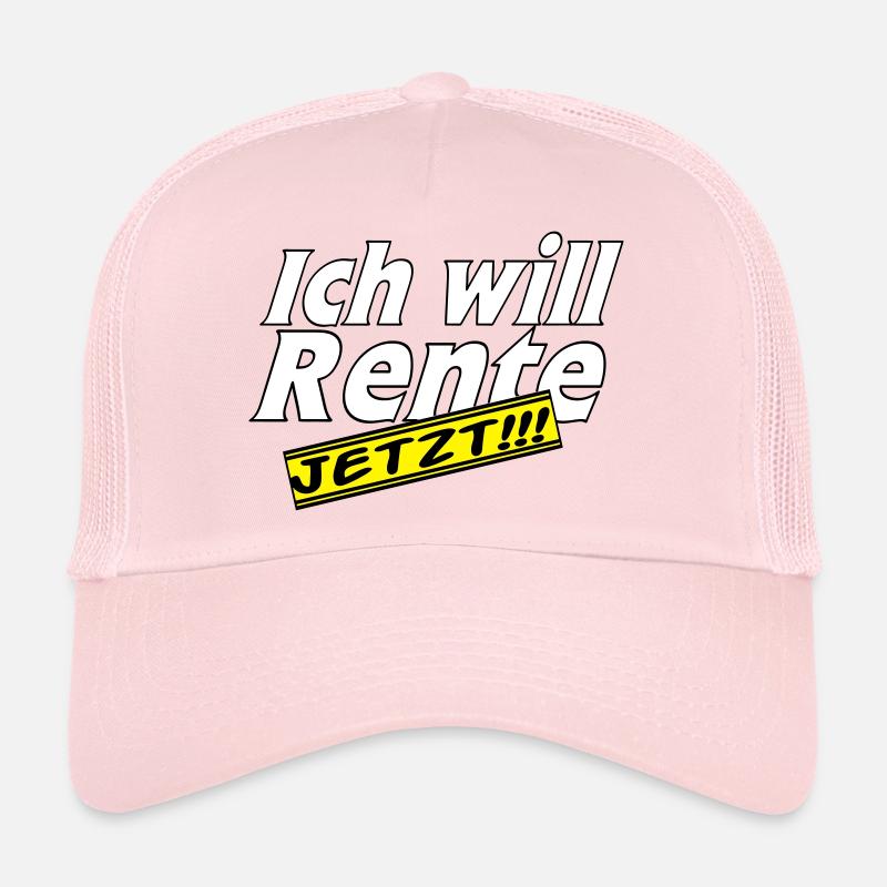Fun Party Spruch Statement ich will Rente (25) - Trucker Cap - Hellrosa
