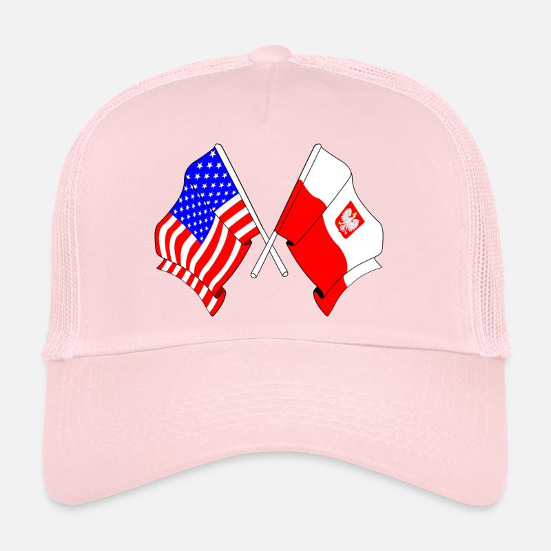 Drapeau des États-Unis et drapeau de la Pologne Casquette trucker 