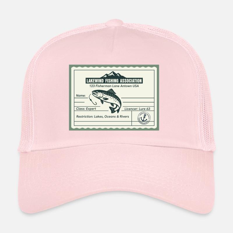 Permis de pêche – Lakewind Association - Casquette trucker  - rose pâle
