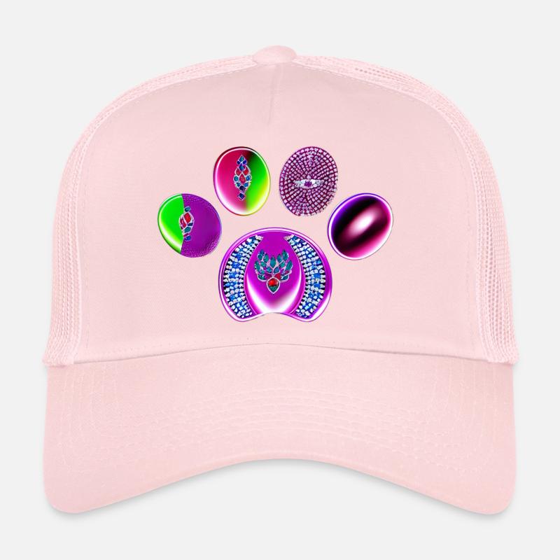 Neon Jewel Circle Print Trucker Cap