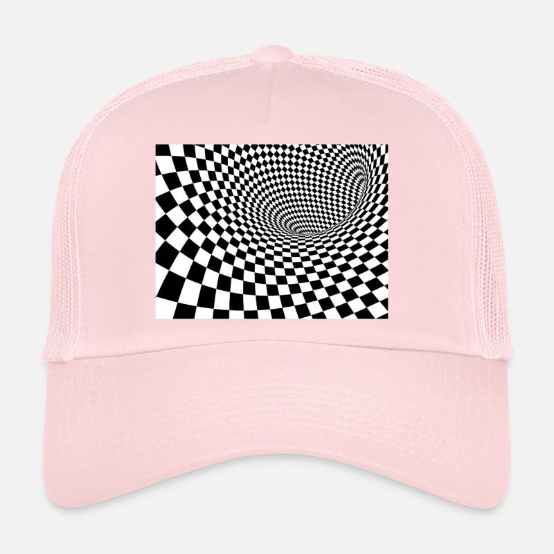 Black and White Square Tourbillon Trucker Cap
