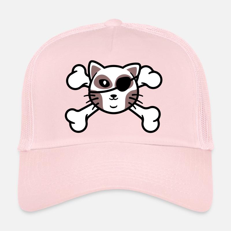 Piraten-Kätzchen-Schädelpatch - Trucker Cap - Hellrosa